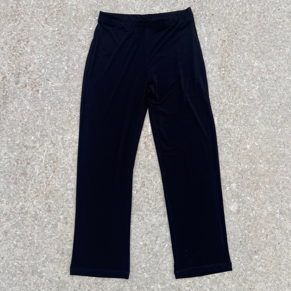 Clara Sunwoo Black Straight Leg Stretch Pants Small Made in USA High Rise